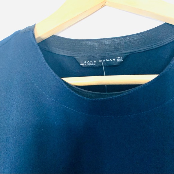 Zara Women's Size S Short Sleeve Blouse, Size: Small, Blue Black - Picture 4 of 4